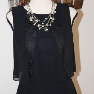 BCBGeneration , black sleeveless tiered  open back dress ....